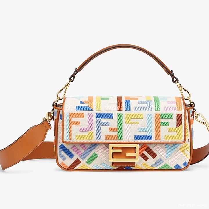Fendi Baguette Motif Multicolor Bag Medium In FF Canvas 0718